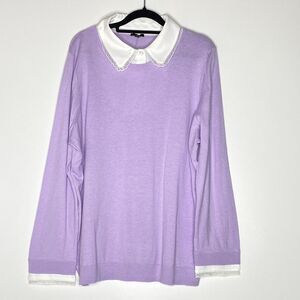 New Talbots Silk Lace Collar Knit Sweater Women's Size XL